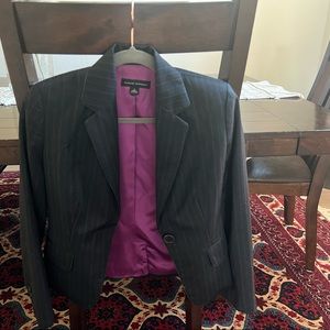 Pin stripped blazer with fuchsia liner